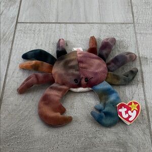 Ty Multicolor Plush Crab in Blues, Greens and Browns RARE WITH ERRORS!